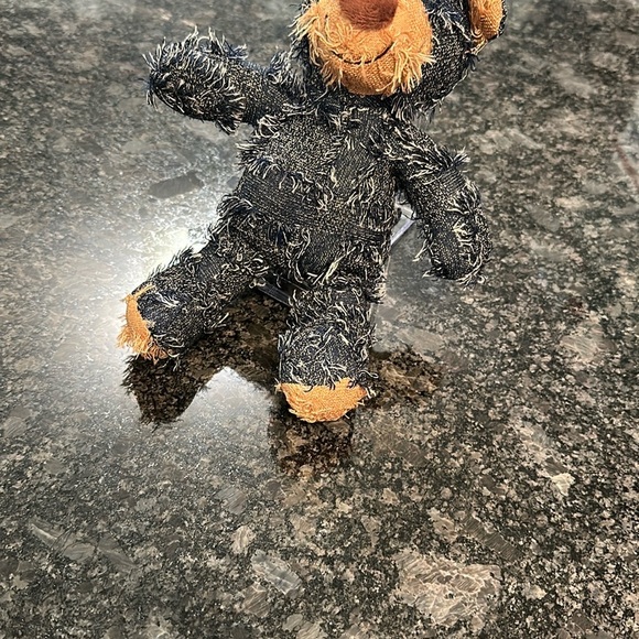 Dog Toy Denim Patchwork Teddy Bear Plush Toy w/squeakers Medium Chew Toy - Picture 3 of 8